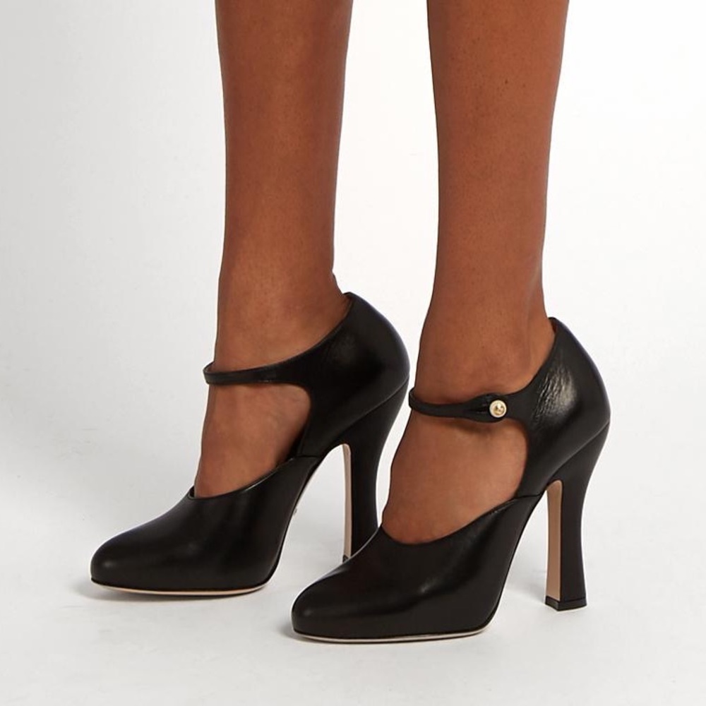 GUCCI ⚜️ Lesley Mary Jane Malaga Kid Leather Pumps - Picture 1 of 9